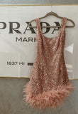 Sexy Sheath Square Neck Feathers Pink Sequin Short Mini Formal 8th Grade Homecoming Dresses Middle School Short Birthday Gowns Graduation Dress Hoco Outfits HZ1121
