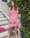 Cute A Line Off The Shoulder Chiffon Pink Formal 8th Grade Homecoming Dresses Middle School Short Cocktail Gowns Graduation Dress Hoco Outfits HZ1121
