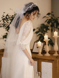 Romantic Wedding Gown Bridal Dress A Line Square Neck Satin Wedding Dress Ivory Wedding Dresses Modest Wedding Gowns HZ1121