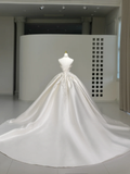 Romantic Wedding Gown Bridal Dress Ball Gown Strapless Wedding Dress White Lace Appliques Wedding Dresses Modest Wedding Gowns HZ1121