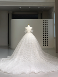 Romantic Wedding Gown Bridal Dress Ball Gown Square Neck Satin Wedding Dress White Wedding Dresses Modest Wedding Gowns HZ1121