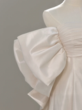 Princess Bridal Dress A line Off The Shoulder Ivory Satin Long Wedding Dress Simple Wedding Dresses Modest Wedding Gowns HZ1121