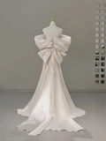 Princess Bridal Dress A line Off The Shoulder Ivory Satin Long Wedding Dress Simple Wedding Dresses Modest Wedding Gowns HZ1121