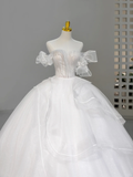 Princess Bridal Dress Ball Gown Off The Shoulder White Tulle Long Wedding Dress Simple Wedding Dresses Modest Wedding Gowns HZ1121