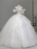 Princess Bridal Dress Ball Gown Off The Shoulder White Tulle Long Wedding Dress Simple Wedding Dresses Modest Wedding Gowns HZ1121