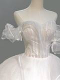 Princess Bridal Dress Ball Gown Off The Shoulder White Tulle Long Wedding Dress Simple Wedding Dresses Modest Wedding Gowns HZ1121