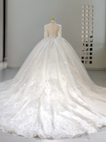 Romantic Wedding Gown Bridal Dress Ball Gown High Neck Lace Wedding Dress White Wedding Dresses Modest Wedding Gowns HZ1121