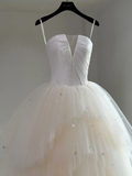 Dreamy Wedding Gown Bridal Dress Ball Gown Strapless Tulle Wedding Dress Long Sleeves Wedding Dresses Modest Wedding Gowns HZ1121