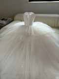 Dreamy Wedding Gown Bridal Dress Ball Gown Strapless Tulle Wedding Dress Long Sleeves Wedding Dresses Modest Wedding Gowns HZ1121