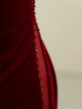 Sexy Mermaid Scoop Neck Velvet Burgundy Long Prom Dresses Party Dress 20th Birthday Outfits Graduation Dresses HZ1121
