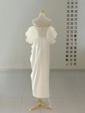 Unique Wedding Dress A line Off The Shoulder Satin White Long Wedding Dresses Bridal Gowns HZ1121
