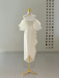 Unique Wedding Dress A line Off The Shoulder Satin White Long Wedding Dresses Bridal Gowns HZ1121