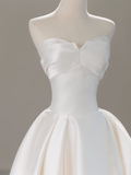 Timeless Bridal Dress Ball Gown Sweetheart Satin White Long Wedding Dress Boho Wedding Dresses Modest Wedding Gowns HZ1121