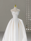 Timeless Bridal Dress Ball Gown Sweetheart Satin White Long Wedding Dress Boho Wedding Dresses Modest Wedding Gowns HZ1121