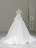 Timeless Bridal Dress Ball Gown Sweetheart Satin White Long Wedding Dress Boho Wedding Dresses Modest Wedding Gowns HZ1121