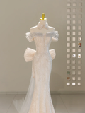 Unique Wedding Dress Mermaid Off The Shoulder Sequin Long Wedding Dresses Bridal Gowns HZ1121