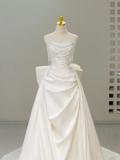 Timeless Bridal Dress Mermaid Sweetheart Satin White Long Wedding Dress Boho Wedding Dresses Modest Wedding Gowns HZ1121