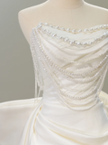 Timeless Bridal Dress Mermaid Sweetheart Satin White Long Wedding Dress Boho Wedding Dresses Modest Wedding Gowns HZ1121