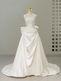 Timeless Bridal Dress Mermaid Sweetheart Satin White Long Wedding Dress Boho Wedding Dresses Modest Wedding Gowns HZ1121