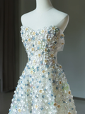 Fairy-tale A Line Sweetheart Floral Sequin Long Prom Dresses Party Dress 20th Birthday Outfits Graduation Dresses HZ1121