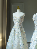 Fairy-tale A Line Sweetheart Floral Sequin Long Prom Dresses Party Dress 20th Birthday Outfits Graduation Dresses HZ1121