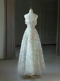 Fairy-tale A Line Sweetheart Floral Sequin Long Prom Dresses Party Dress 20th Birthday Outfits Graduation Dresses HZ1121