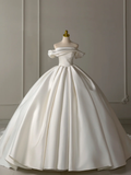 Elegant Wedding Dress Ball Gown Off The Shoulder Satin Short Sleeves Wedding Dresses Bridal Gowns HZ1121