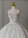 Timeless Bridal Dress Ball Gown Sweetheart Lace White Long Wedding Dress Long Wedding Dresses Modest Wedding Gowns HZ1121