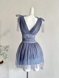 Cute A Line V Neck Tulle Gray Formal 8th Grade Homecoming Dresses Middle School Short Cocktail Gowns Graduation Dress Hoco Outfits HZ1121