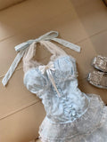 Cute A Line Halter Light Blue Tulle Formal 8th Grade Homecoming Dresses Middle School Short Cocktail Gowns Graduation Dress Hoco Outfits HZ1121