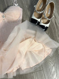 Cute A Line Spaghetti Straps Pink Tulle Formal 8th Grade Homecoming Dresses Middle School Short Cocktail Gowns Graduation Dress Hoco Outfits HZ1121