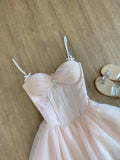 Cute A Line Spaghetti Straps Pink Tulle Formal 8th Grade Homecoming Dresses Middle School Short Birthday Gowns Graduation Dress Hoco Outfits HZ1121