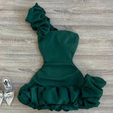 Sexy Sheath One Shoulder Green Satin Formal 8th Grade Homecoming Dresses Middle School Short Birthday Gowns Graduation Dress Hoco Outfits HZ1121