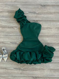 Sexy Sheath One Shoulder Green Satin Formal 8th Grade Homecoming Dresses Middle School Short Birthday Gowns Graduation Dress Hoco Outfits HZ1121