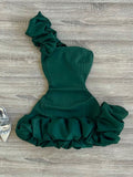 Sexy Sheath One Shoulder Green Satin Formal 8th Grade Homecoming Dresses Middle School Short Birthday Gowns Graduation Dress Hoco Outfits HZ1121