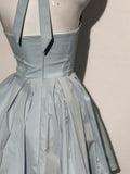 Simple A line Halter Blue Formal 8th Grade Homecoming Dresses Middle School Short Birthday Gowns Graduation Dress Hoco Outfits HZ1121