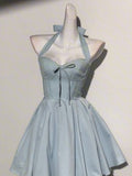 Simple A line Halter Blue Formal 8th Grade Homecoming Dresses Middle School Short Birthday Gowns Graduation Dress Hoco Outfits HZ1121