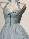 Simple A line Halter Blue Formal 8th Grade Homecoming Dresses Middle School Short Birthday Gowns Graduation Dress Hoco Outfits HZ1121