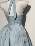 Simple A line Halter Blue Formal 8th Grade Homecoming Dresses Middle School Short Birthday Gowns Graduation Dress Hoco Outfits HZ1121