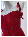Modest A Line Spaghetti Straps Red Tulle Formal 8th Grade Homecoming Dresses Middle School Tea Length Birthday Gowns Graduation Dress Hoco Outfits HZ1121