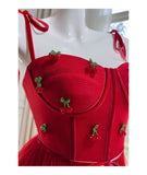 Modest A Line Spaghetti Straps Red Tulle Formal 8th Grade Homecoming Dresses Middle School Tea Length Birthday Gowns Graduation Dress Hoco Outfits HZ1121