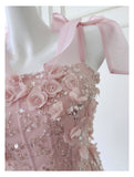 Modest A Line Spaghetti Straps Pink Sequin Formal 8th Grade Homecoming Dresses Middle School Short Birthday Gowns Graduation Dress Hoco Outfits HZ1121