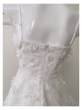 Modest A Line Spaghetti Straps White Floral Formal 8th Grade Homecoming Dresses Middle School Short Birthday Gowns Graduation Dress Hoco Outfits HZ1121