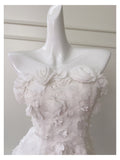Modest A Line Spaghetti Straps White Floral Formal 8th Grade Homecoming Dresses Middle School Short Birthday Gowns Graduation Dress Hoco Outfits HZ1121