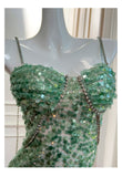 Modest Sheath Spaghetti Straps Sequin Green Formal 8th Grade Homecoming Dresses Middle School Short Birthday Gowns Graduation Dress Hoco Outfits HZ1121
