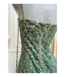 Modest Sheath Spaghetti Straps Sequin Green Formal 8th Grade Homecoming Dresses Middle School Short Birthday Gowns Graduation Dress Hoco Outfits HZ1121