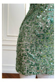 Modest Sheath Spaghetti Straps Sequin Green Formal 8th Grade Homecoming Dresses Middle School Short Birthday Gowns Graduation Dress Hoco Outfits HZ1121