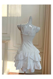 Modest A Line Spaghetti Straps White Satin Formal 8th Grade Homecoming Dresses Middle School Short Birthday Gowns Graduation Dress Hoco Outfits HZ1121