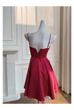 Modest A Line Spaghetti Straps Burgundy Satin Formal 8th Grade Homecoming Dresses Middle School Short Birthday Gowns Graduation Dress Hoco Outfits HZ1121