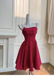 Modest A Line Spaghetti Straps Burgundy Satin Formal 8th Grade Homecoming Dresses Middle School Short Birthday Gowns Graduation Dress Hoco Outfits HZ1121